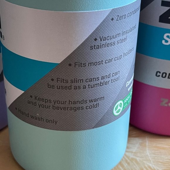 Zak! Slim Can Cooler Pink, Purple or Light Blue 12.5oz Outdoors/Indoors/Summer - Picture 3 of 8